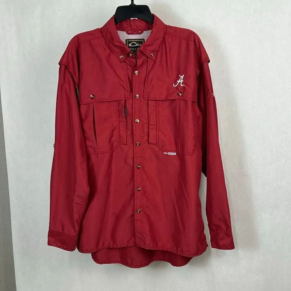 Drake Clothing Alabama Wingshooters Shirt Long Sleeve Sz Medium Vented Quick Dry